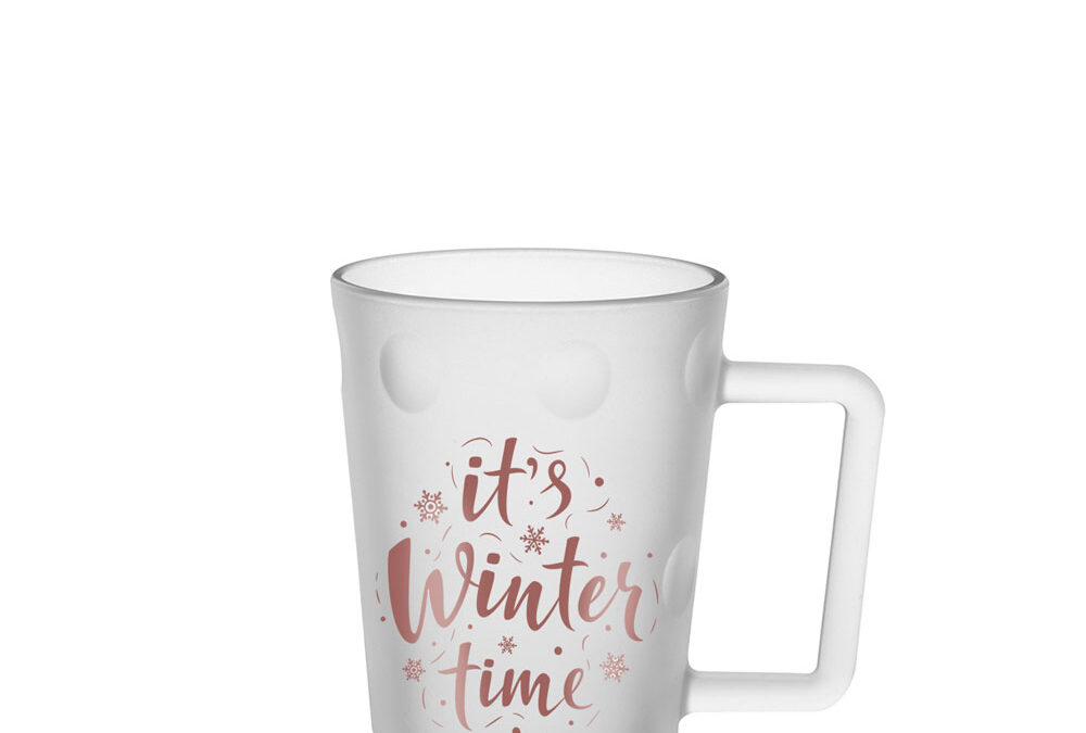 Dubbe Tässel mit „it`s Winter time“ Dekor