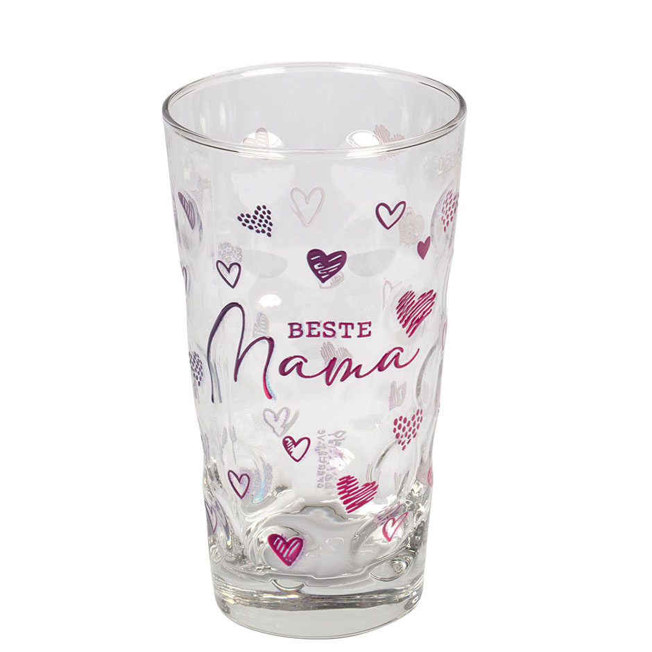Dubbeglas dekoriert "Beste Mama" Dubbeglas dekoriert "Beste Mama"