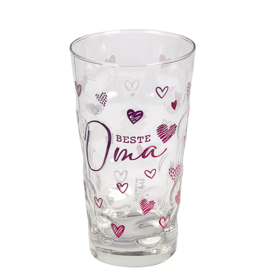 Dubbeglas dekoriert "Beste Oma" Dubbeglas dekoriert "Beste Oma"