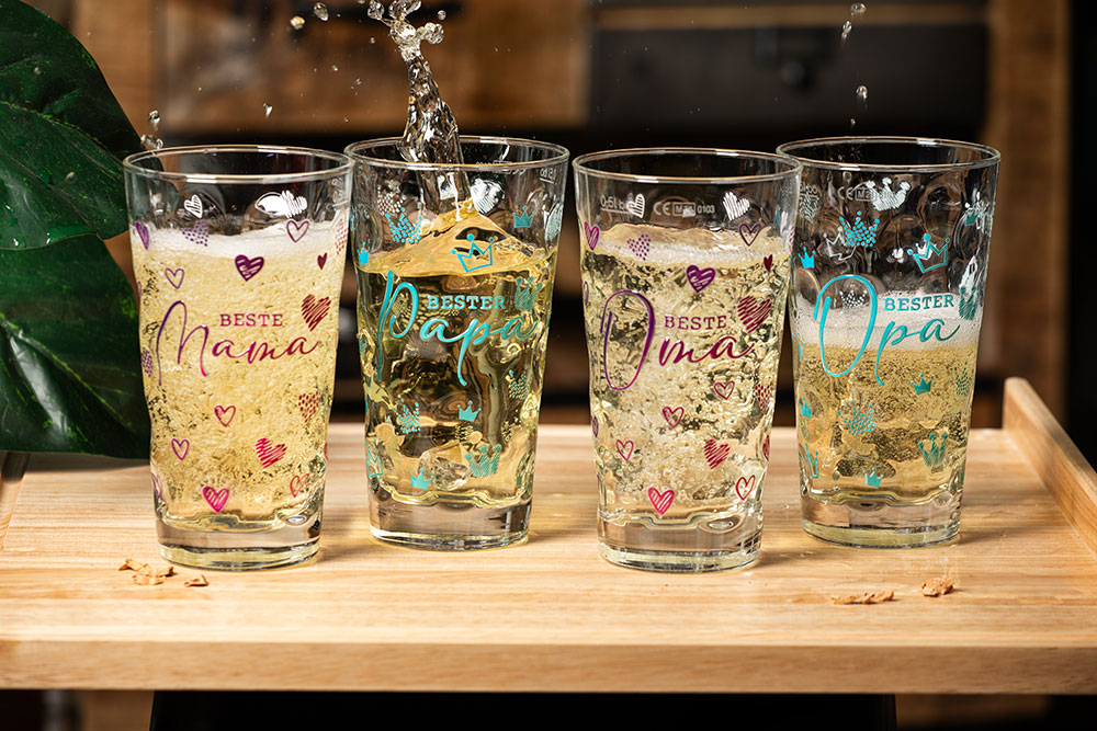 Dubbeglas Beste Mama, Beste Oma, Bester Opa, Bester Papa