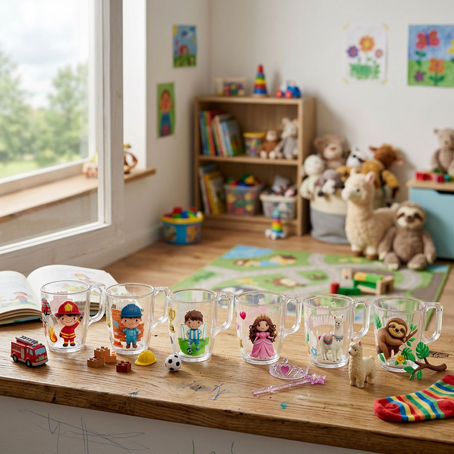 Nuevo Glastasse mit Kindermotiven
