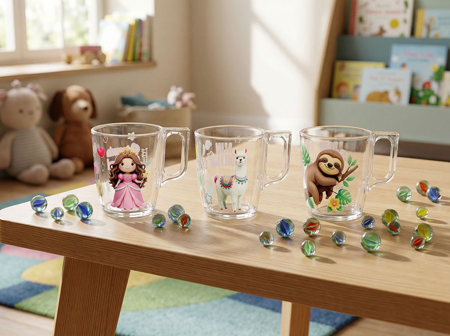 Nuevo Glastasse mit Kindermotiven